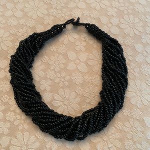 Classic black beaded statement necklace